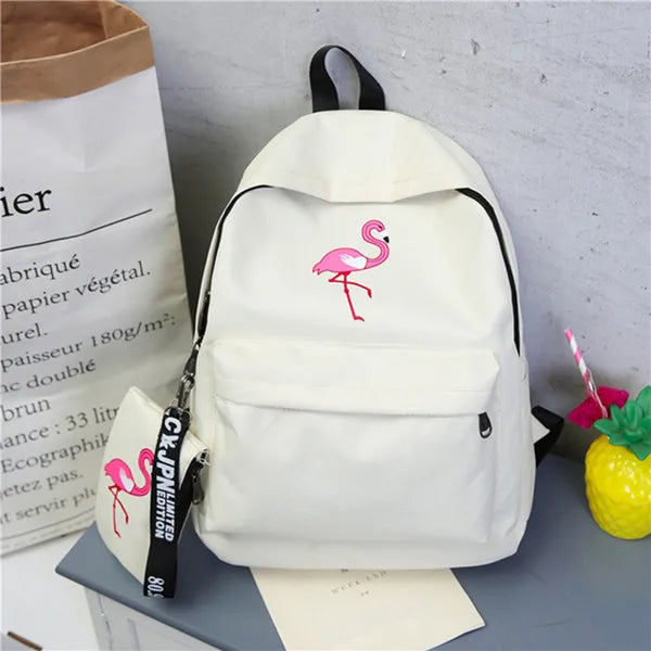 Women Flamingo Printing Backpack For Teenage Girls Laptop School Bags
