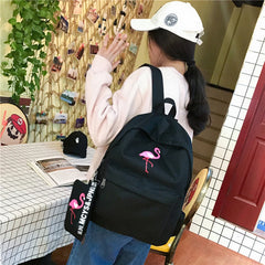 Women Flamingo Printing Backpack For Teenage Girls Laptop School Bags