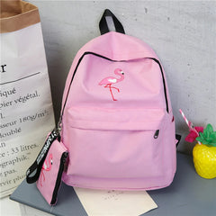 Women Flamingo Printing Backpack For Teenage Girls Laptop School Bags