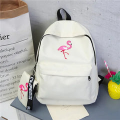 Women Flamingo Printing Backpack For Teenage Girls Laptop School Bags
