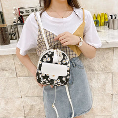 Floral Print Zipper Ladies Casual Daypacks Mochila High School Mini Bag