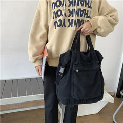 Canvas Rucksack School Bag Large Capacity Teenage Shoulder Travel Bag