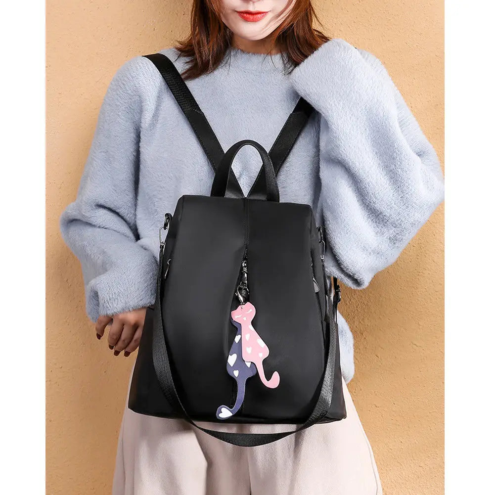 Large Daypack for Female Bagpack with Cat Pendant Women Travel Shoulder Bags Pac