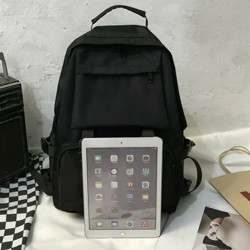 Preppy Students Backpack Button Travel Bag