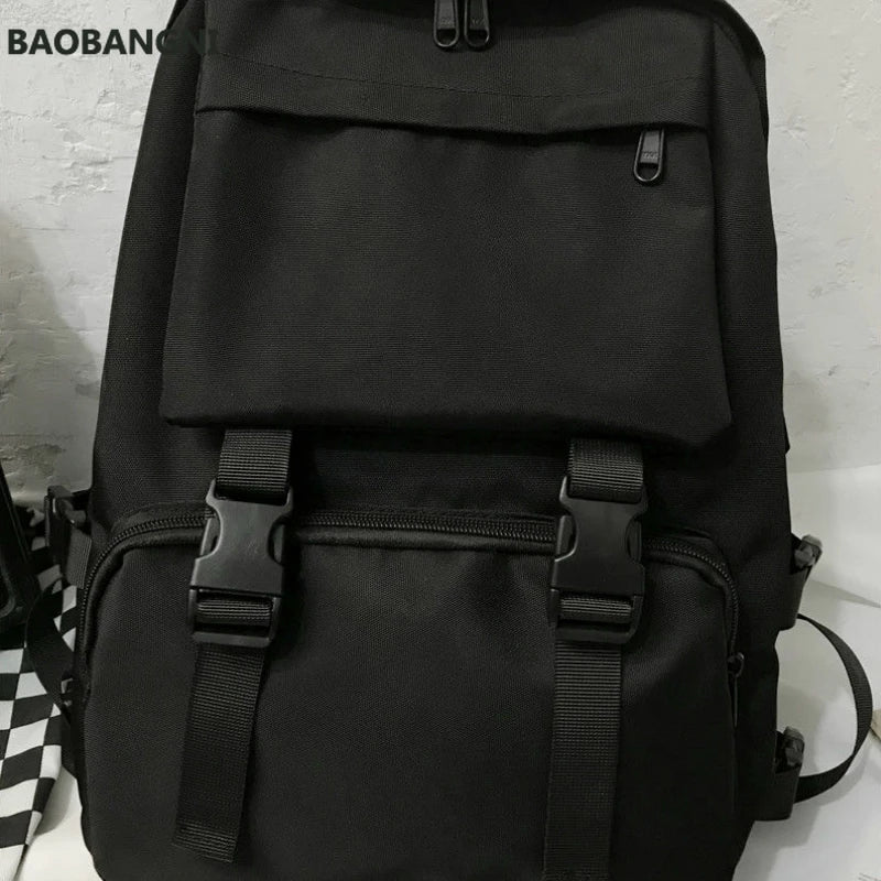 Large Capacity Button Travel Bag Solid Harajuku Retro Unisex High Street