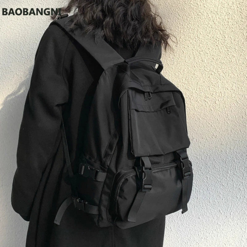 Large Capacity Button Travel Bag Solid Harajuku Retro Unisex High Street