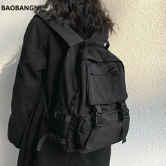 Large Capacity Button Travel Bag Solid Harajuku Retro Unisex High Street