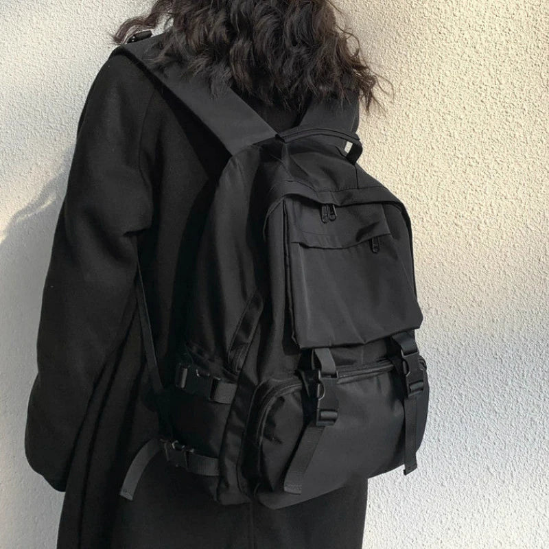 Large Capacity Button Travel Bag Solid Harajuku Retro Unisex High Street