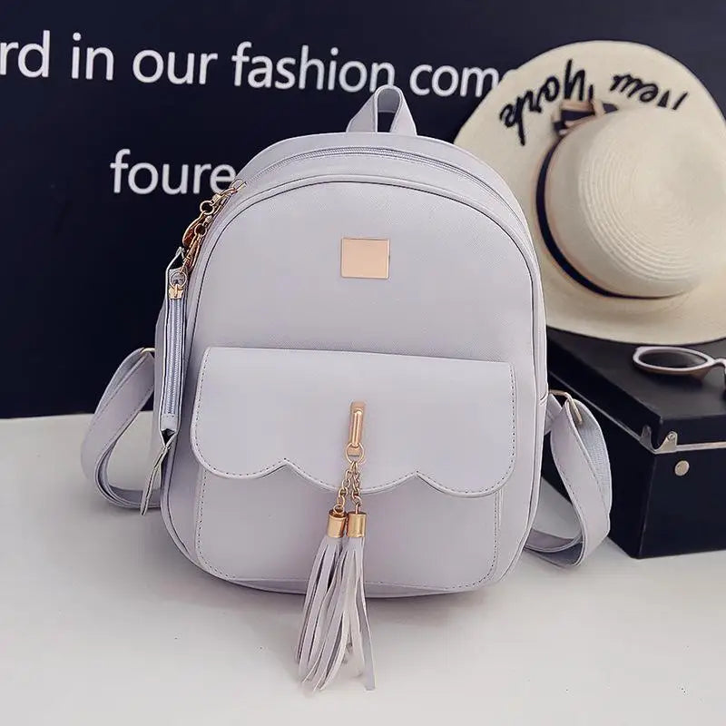 6 Senses Tassel Women Backpack Mini Shoulder Bag