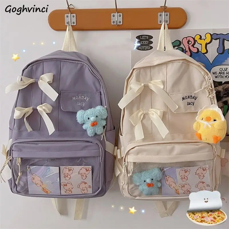 Purple Harajuku Backpack Students School Bag Book Big Capacity