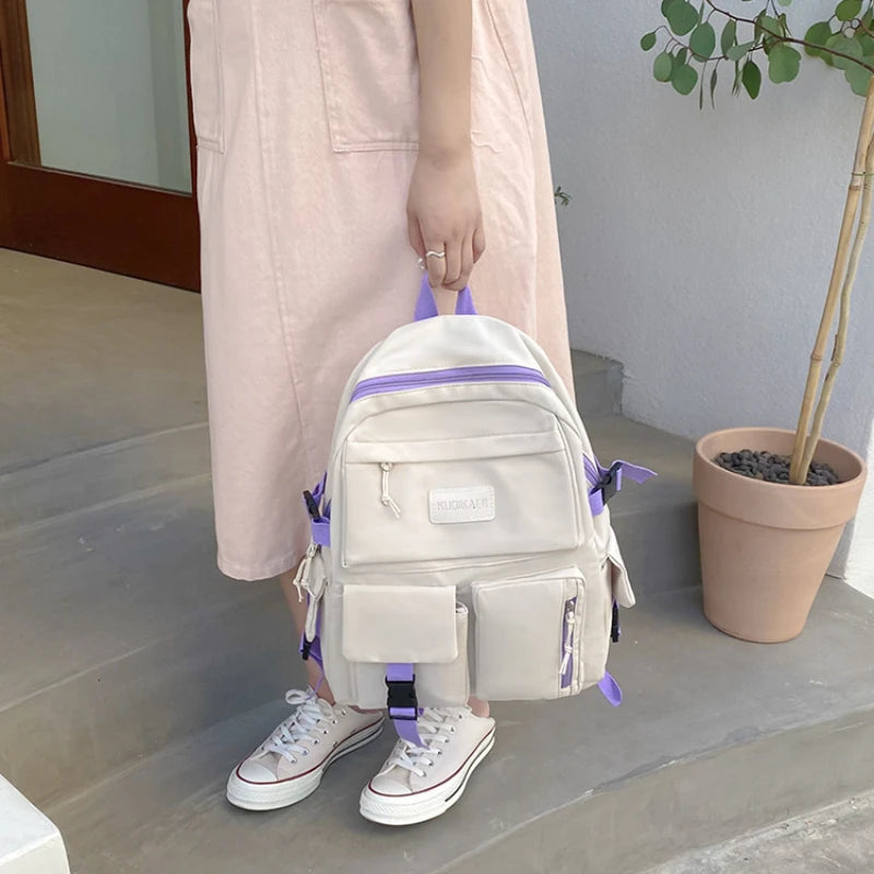Casual School College Book Bag Canvas Large Capacity Travel Backpack
