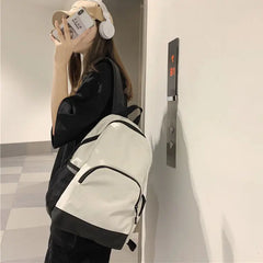 Unisex Patchwork Casual Backpack All-match Book Bag Waterproof Teens Ins