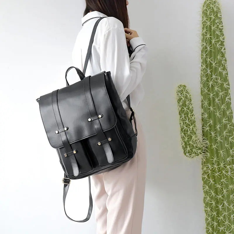 PU Leather Vintage Japanese Retro Backpack