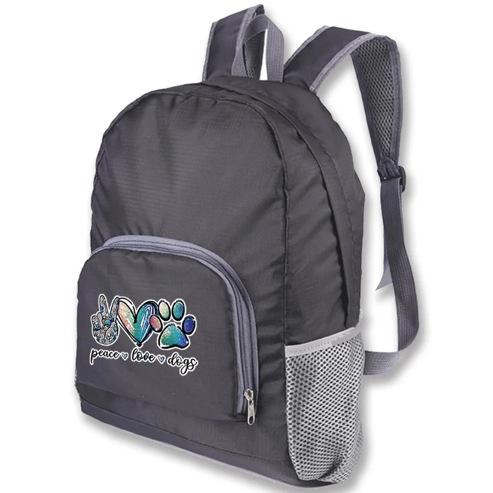 Foldable Daypack Outdoor Mountaineering Backpack Footprints Print Schoolbag