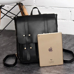 Retro PU Leather Backpack Large Capacity Harajuku Street Style