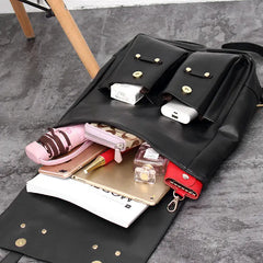 Retro PU Leather Backpack Large Capacity Harajuku Street Style