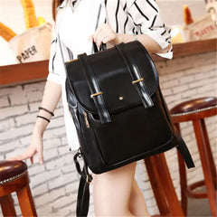 Retro PU Leather Backpack Large Capacity Harajuku Street Style