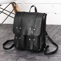 Retro PU Leather Backpack Large Capacity Harajuku Street Style