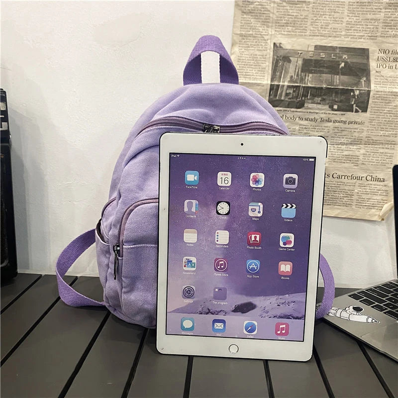 Canvas Women's Backpack School Book Bag Travel Rucksack Retro Preppy Ins