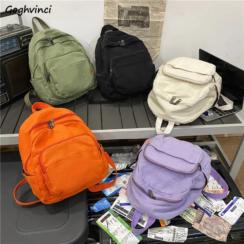 Canvas Women's Backpack School Book Bag Travel Rucksack Retro Preppy Ins