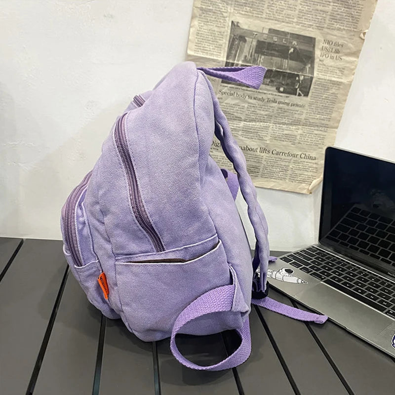 Canvas Women's Backpack School Book Bag Travel Rucksack Retro Preppy Ins