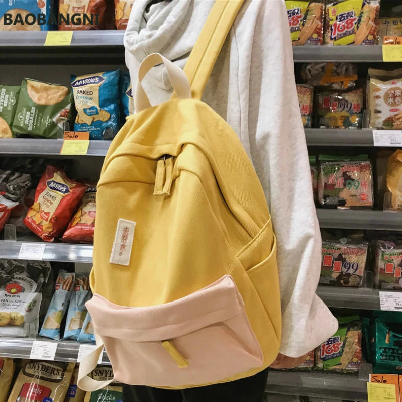 Women Letter Patchwork Sweet Students Preppy Backpack