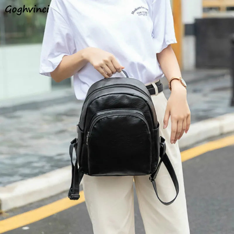 Women PU Leather Retro Vintage European Style High Capacity Lady Book-bags
