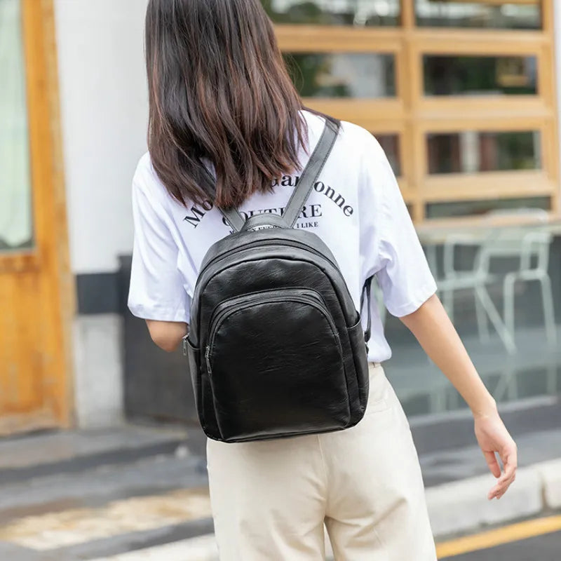 Women PU Leather Retro Vintage European Style High Capacity Lady Book-bags