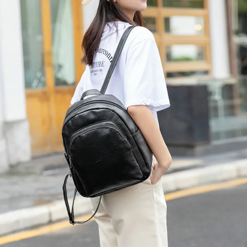 Women PU Leather Retro Vintage European Style High Capacity Lady Book-bags