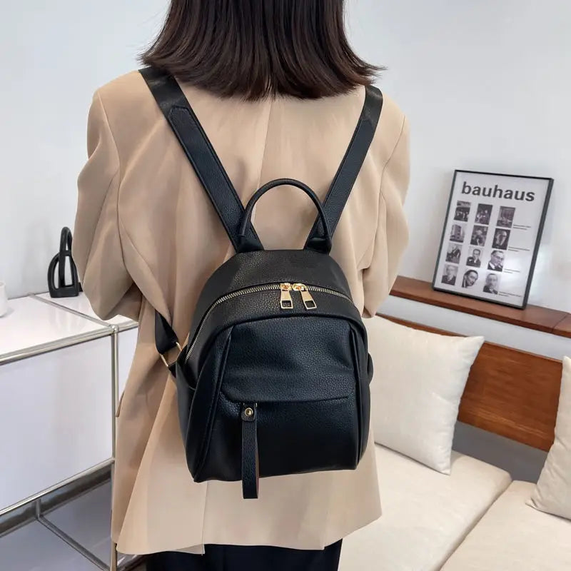 Women PU Leather Texture All-match Backpack Large Capacity Casual Bags