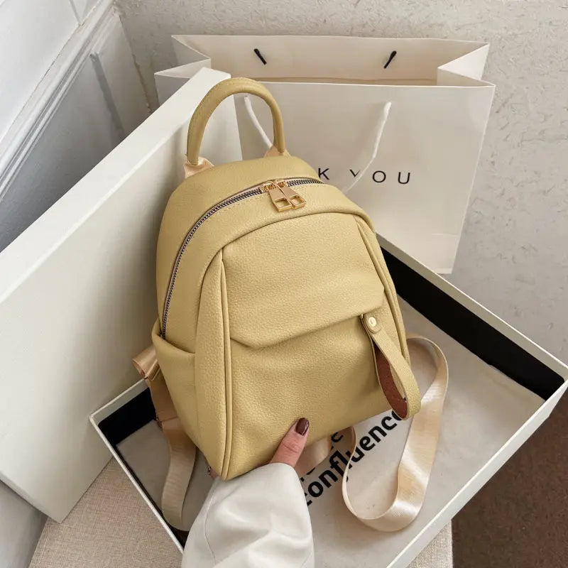 Women PU Leather Texture All-match Backpack Large Capacity Casual Bags