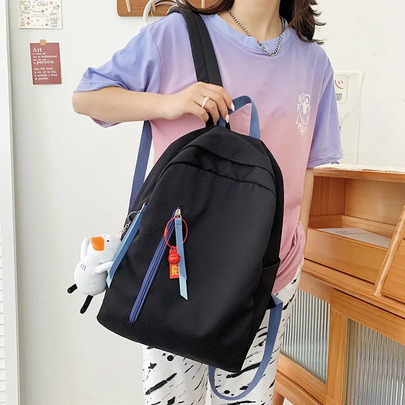 Women Panelled Casual Tote School Backpack Large Capacity