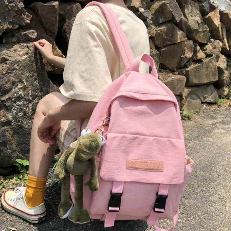 Canvas Patchwork Backpack Women Harajuku Travel Bag