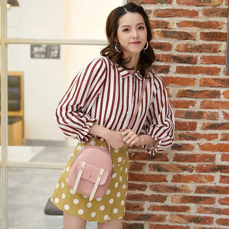 Pink Mini Crossbody Backpack for Women, Stylish Girls School Bag