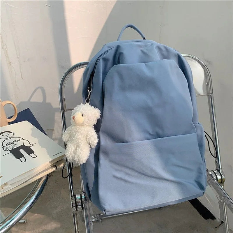 Women's Casual Travel School Backpack Large Capacity Nylon Solid Color