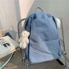 Women's Casual Travel School Backpack Large Capacity Nylon Solid Color