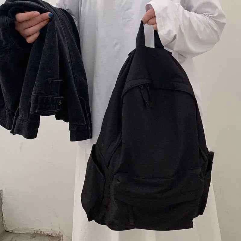 Women Solid Large Capacity Backpack Waterproof Bag Japanese Style