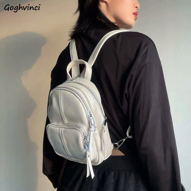 Women's Mini PU Leather Backpack Streetwear