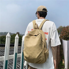Canvas Large Capacity Backpack Preppy College Style All-match Vintage