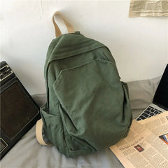 Canvas Large Capacity Backpack Preppy College Style All-match Vintage