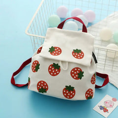 Women Strawberry Print Backpack School Book Bag Harajuku Teens