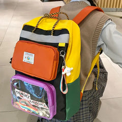 Girls Fashion Waterproof Nylon Schoolbags Teens Casual Large Clear Backpacks
