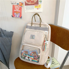 Girls Fashion Waterproof Nylon Schoolbags Teens Casual Large Clear Backpacks