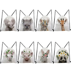 Students Backpack with Animal ID Photo Drawstring Bag