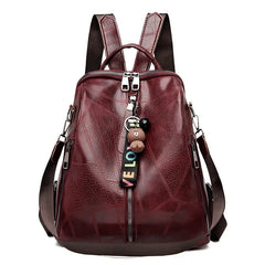 Waterproof Leather Backpack for Men Women School Travel