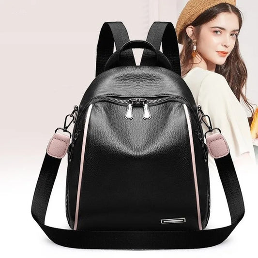 Waterproof Leather Backpack for Women Men School Camping Bag