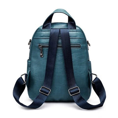 Waterproof Leather Backpack for Women Men School Camping Bag