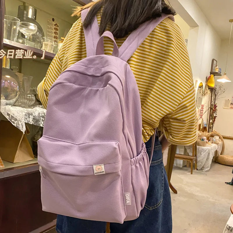 Women's Waterproof Nylon Schoolbag Travel Bookbag High Capacity