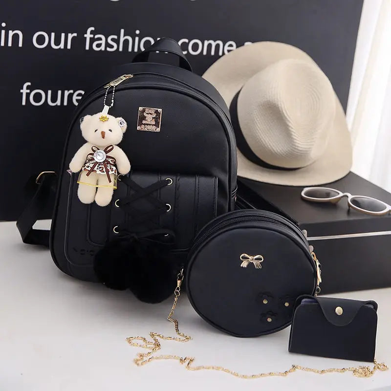 Women's PU School Backpack for Girls Travel