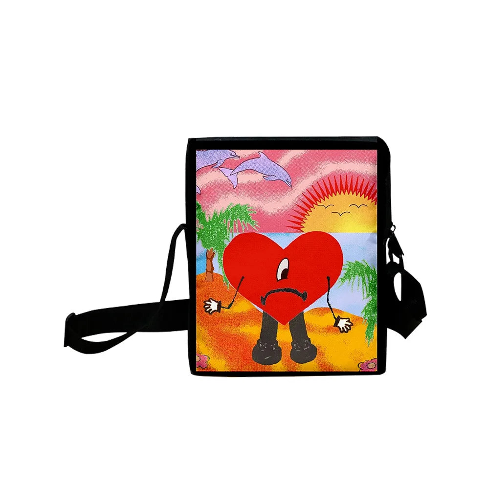 Bad Bunny Crossbody Bag Cartoon Anime School Bag Waterproof Messenger Bag